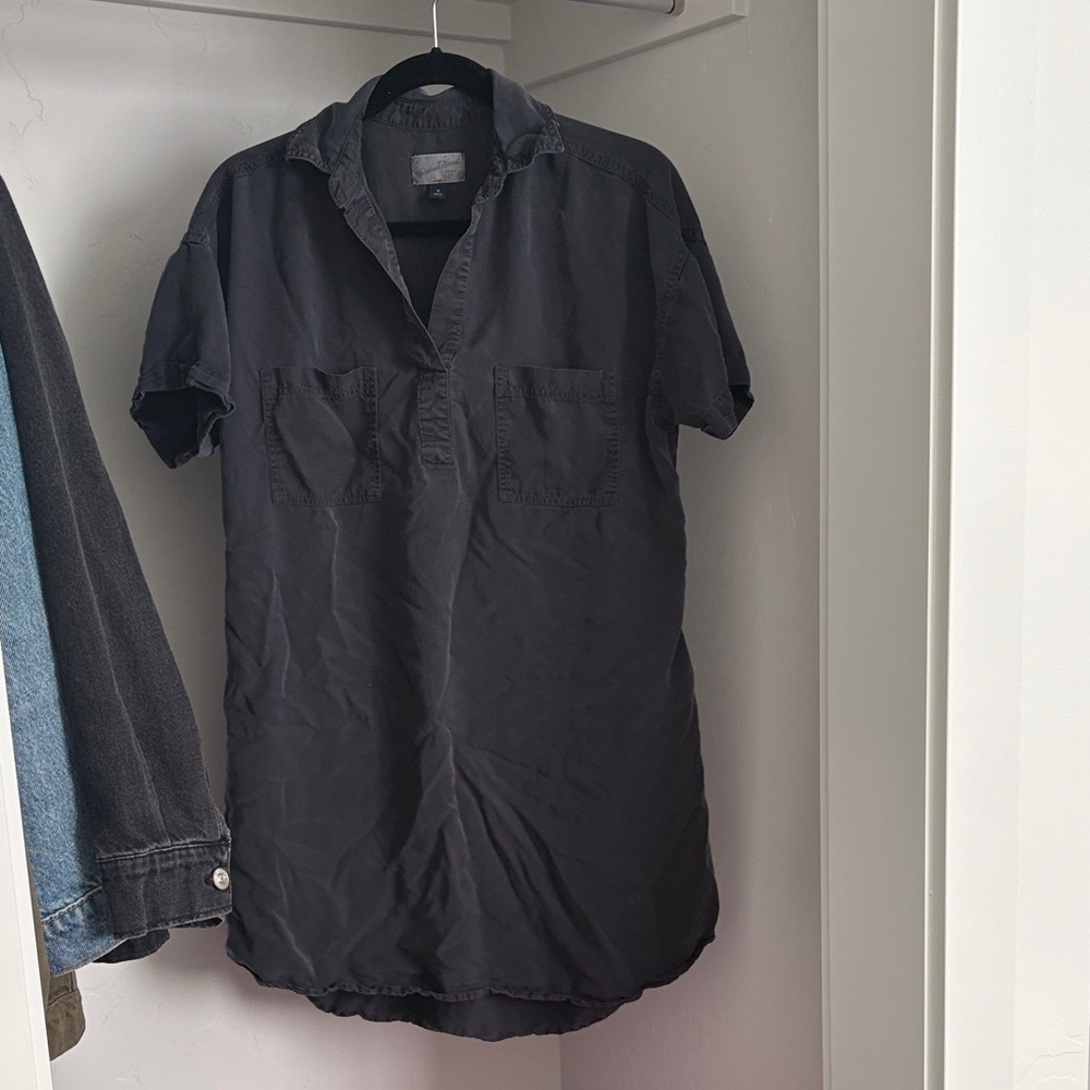 Casual Dark Grey Short Sleeve Shirt Dress
